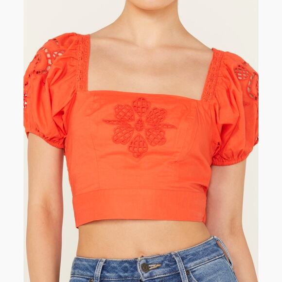 Band of the Free Tops - Band of the Free Tie Back Short Sleeve Entrada Top Orange S